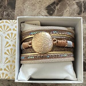 SAACHI Gold and Brown Multi-Layer Bracelet